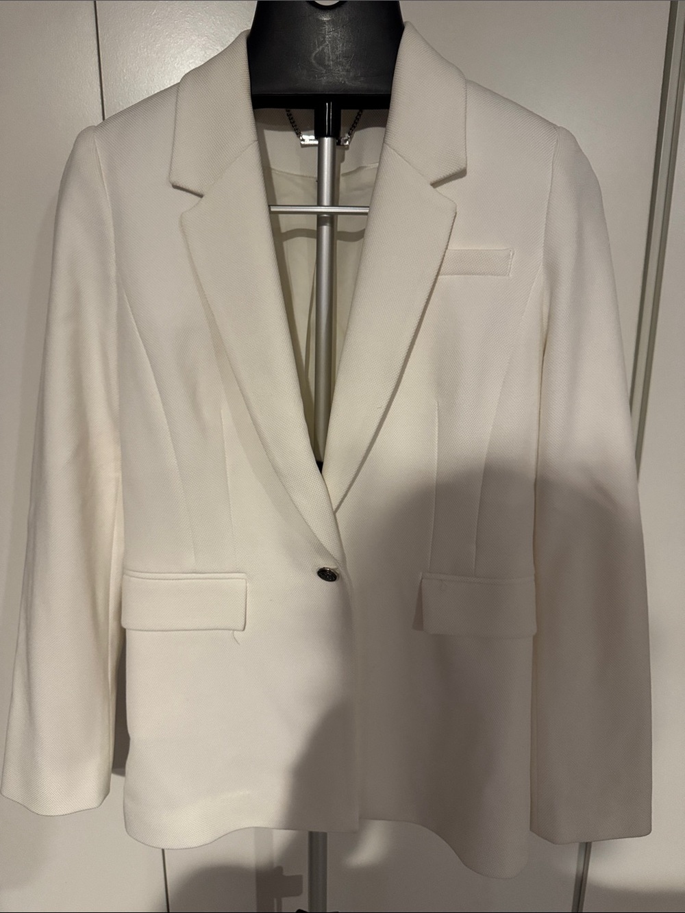 White House Black Market Women's Cream Single-Button Notch Lapel Blazer